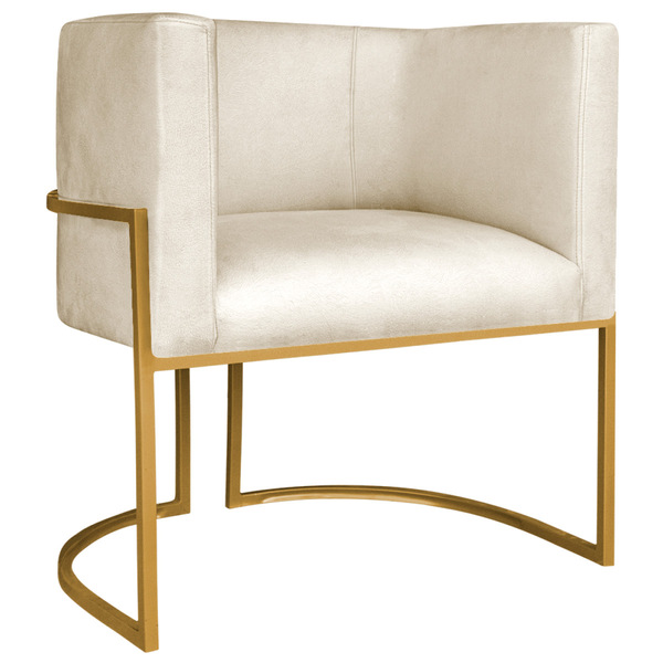 Poltrona Decorativa Luna Base De Ferro Dourado Sintético - Be