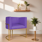 Poltrona Decorativa Luna Base De Ferro Dourado Sintético - Ro