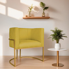 Poltrona Decorativa Luna Base De Ferro Dourado Suede - Amarelo