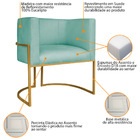 Poltrona Decorativa Luna Base De Ferro Dourado Suede - Azul C