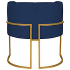 Poltrona Decorativa Luna Base De Ferro Dourado Suede - Azul M