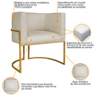 Poltrona Decorativa Luna Base De Ferro Dourado Suede - Bege