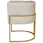 Poltrona Decorativa Luna Base De Ferro Dourado Suede - Bege