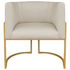 Poltrona Decorativa Luna Base De Ferro Dourado Suede - Bege