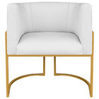 Poltrona Decorativa Luna Base De Ferro Dourado Suede - Branco