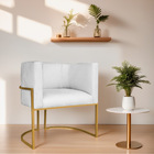 Poltrona Decorativa Luna Base De Ferro Dourado Suede - Branco