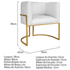 Poltrona Decorativa Luna Base De Ferro Dourado Suede - Branco