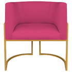 Poltrona Decorativa Luna Base De Ferro Dourado Suede - Pink