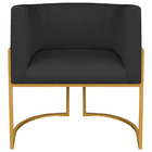 Poltrona Decorativa Luna Base De Ferro Dourado Suede - Preto