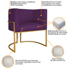 Poltrona Decorativa Luna Base De Ferro Dourado Suede - Roxo