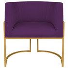 Poltrona Decorativa Luna Base De Ferro Dourado Suede - Roxo