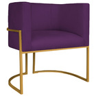 Poltrona Decorativa Luna Base De Ferro Dourado Suede - Roxo