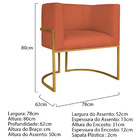 Poltrona Decorativa Luna Base De Ferro Dourado Suede - Terrac