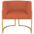 Poltrona Decorativa Luna Base De Ferro Dourado Suede - Terrac