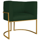 Poltrona Decorativa Luna Base De Ferro Dourado Suede - Verde