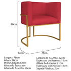 Poltrona Decorativa Luna Base De Ferro Dourado Suede - Vermel