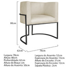 Poltrona Decorativa Luna Base De Ferro Preto Bouclé - Bege