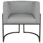 Poltrona Decorativa Luna Base De Ferro Preto Bouclé - Cinza