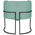 Poltrona Decorativa Luna Base De Ferro Preto Linho - Azul Tur