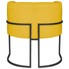 Poltrona Decorativa Luna Base De Ferro Preto Sintético - Amar