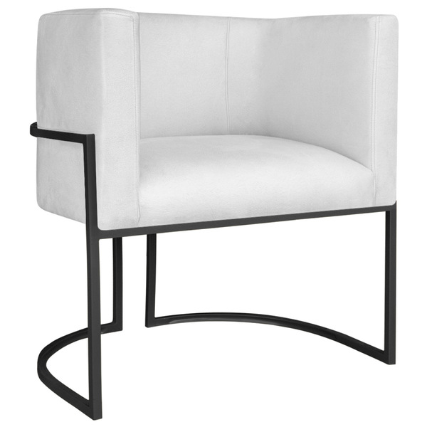 Poltrona Decorativa Luna Base De Ferro Preto Sintético - Bran