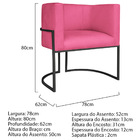 Poltrona Decorativa Luna Base De Ferro Preto Sintético - Pink
