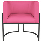 Poltrona Decorativa Luna Base De Ferro Preto Sintético - Pink