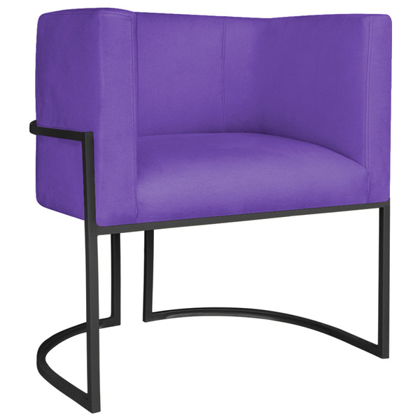 Poltrona Decorativa Luna Base De Ferro Preto Sintético - Roxo