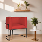 Poltrona Decorativa Luna Base De Ferro Preto Sintético - Verm