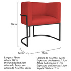 Poltrona Decorativa Luna Base De Ferro Preto Sintético - Verm