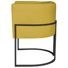 Poltrona Decorativa Luna Base De Ferro Preto Suede - Amarelo