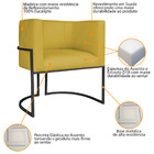 Poltrona Decorativa Luna Base De Ferro Preto Suede - Amarelo