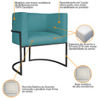 Poltrona Decorativa Luna Base De Ferro Preto Suede - Azul Tur