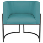Poltrona Decorativa Luna Base De Ferro Preto Suede - Azul Tur