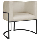 Poltrona Decorativa Luna Base De Ferro Preto Suede - Bege