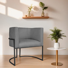 Poltrona Decorativa Luna Base De Ferro Preto Suede - Cinza