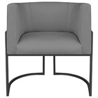 Poltrona Decorativa Luna Base De Ferro Preto Suede - Cinza