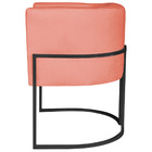 Poltrona Decorativa Luna Base De Ferro Preto Suede - Coral