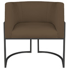 Poltrona Decorativa Luna Base De Ferro Preto Suede - Marrom
