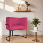 Poltrona Decorativa Luna Base De Ferro Preto Suede - Pink