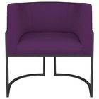Poltrona Decorativa Luna Base De Ferro Preto Suede - Roxo