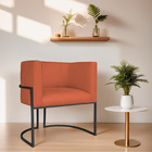 Poltrona Decorativa Luna Base De Ferro Preto Suede - Terracota