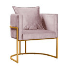 Poltrona Decorativa Luna Base Metal Dourado Veludo Star Confo