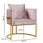 Poltrona Decorativa Luna Base Metal Dourado Veludo Star Confo