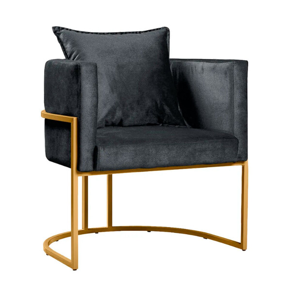 Poltrona Decorativa Luna Base Metal Dourado Veludo Turkay Sta