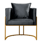 Poltrona Decorativa Luna Base Metal Dourado Veludo Turkay Sta