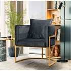 Poltrona Decorativa Luna Base Metal Dourado Veludo Turkay Sta