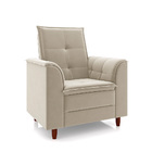 Poltrona Decorativa Luna Para Sala De Estar D26 Suede Bege Pé