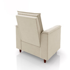 Poltrona Decorativa Luna Para Sala De Estar D26 Suede Bege Pé