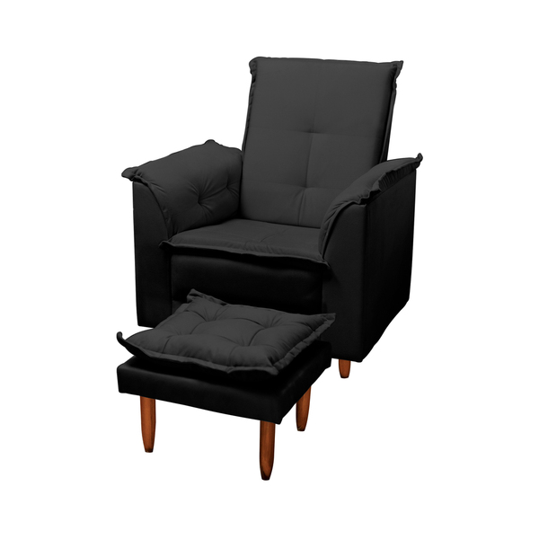 Poltrona Decorativa Luna Para Sala De Estar D26 Suede Preto P